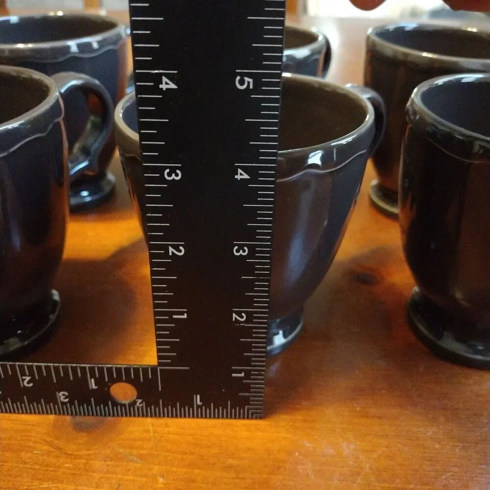 Set Of 6 Williams Sonoma Alexia Chocolate Brown Footed Coffee Mug Discontinued